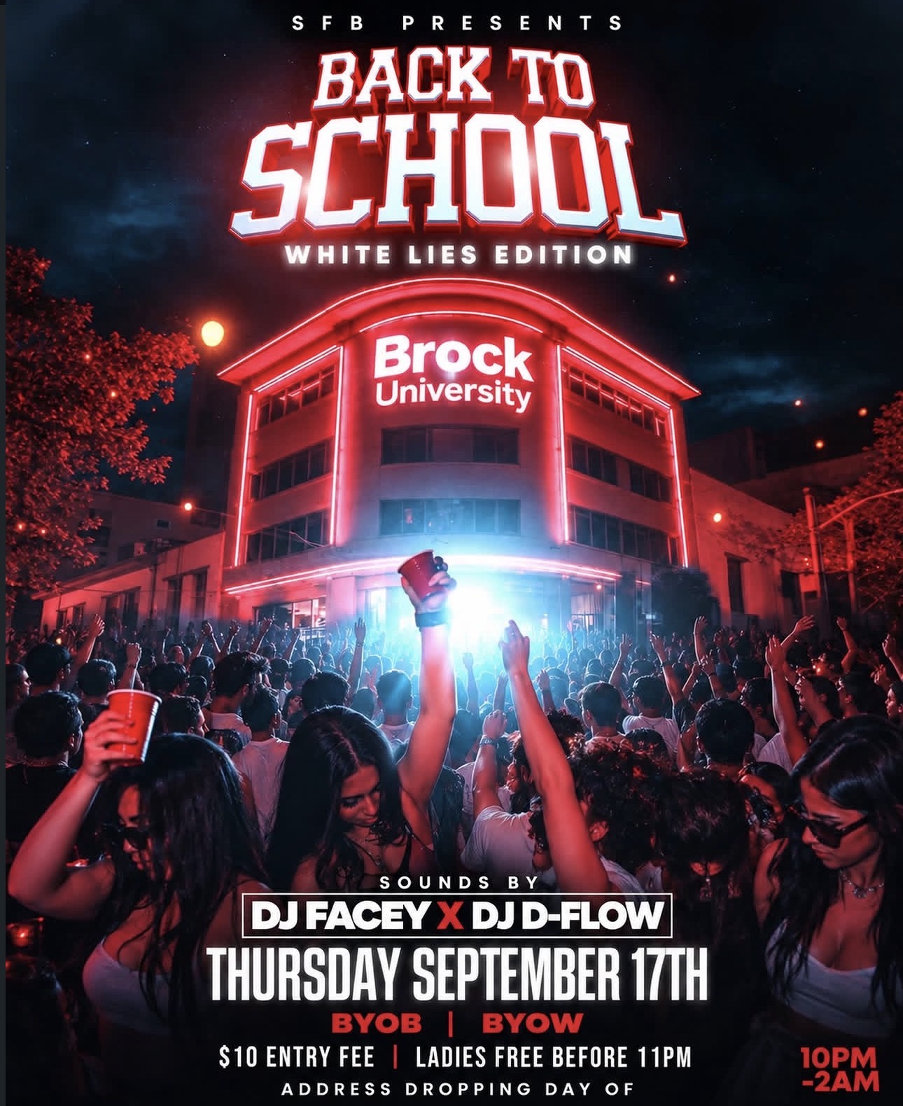 Back to School White Lies Edition flyer