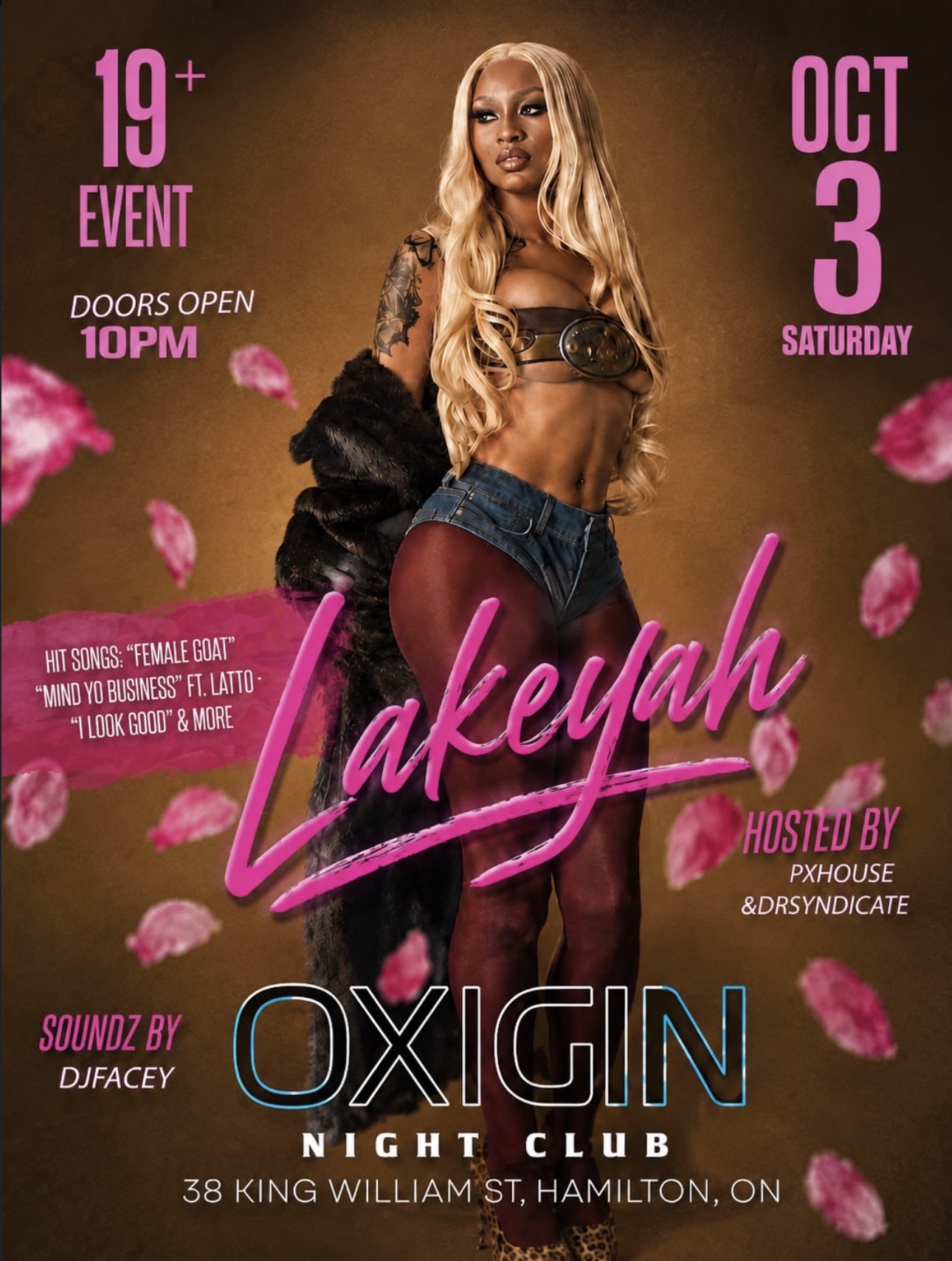 Lakeyah live at Oxigin Night Club flyer